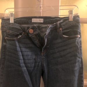 Loft skinny jeans with slit at ankle